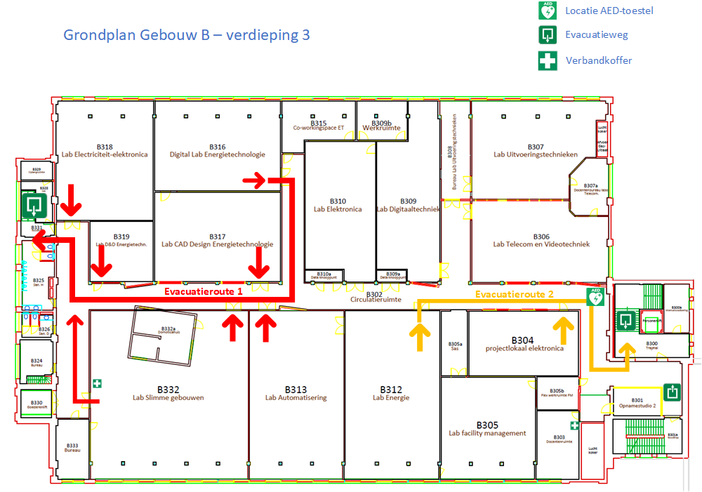 Meest aangewezen evacuatieroutes
